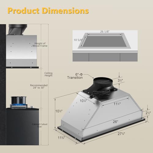30 Inch Built-in Range Hood with Smart Control Panel