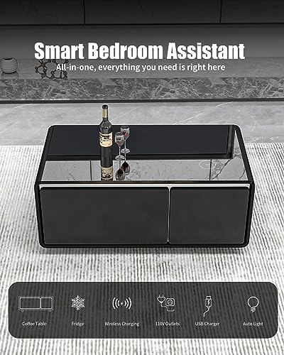 LIVTAB Smart Coffee Table with Fridge & Charging