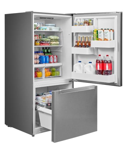 Midea Stainless Steel Bottom Mount Refrigerator, 18.7 Cu.Ft