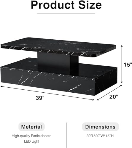 Black Gloss Coffee Table with Smart LED Lights