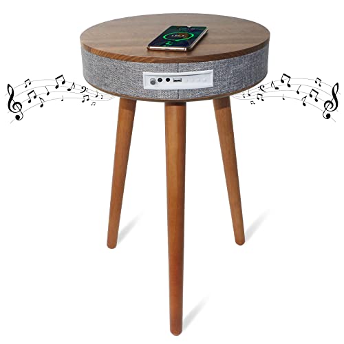 Smart End Table with Bluetooth Speaker, Wireless Charger