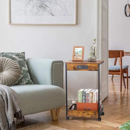 Multifunctional End Table with Charging Station and Storage