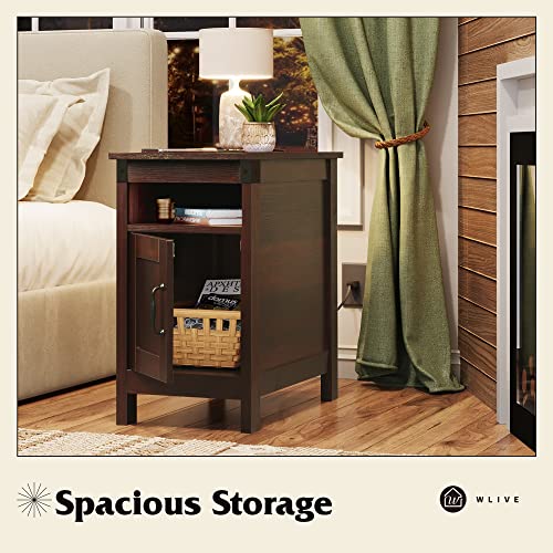 Narrow End Table with Charging Station and Storage