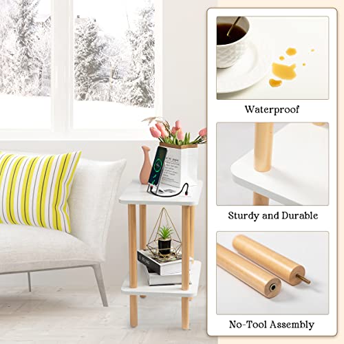 FORAOFUR End Table with Charging Station, USB Ports