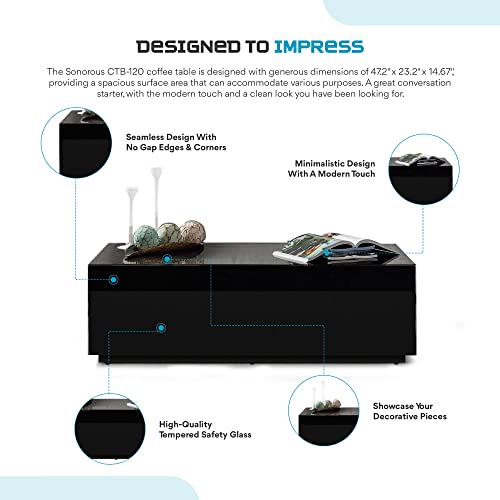 SONOROUS Premium Glass Coffee Table - Fingerprint Resistant