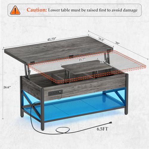 Multi-Function Coffee Table with LED Light and Power Outlet