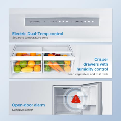 Midea Stainless Steel Bottom Mount Refrigerator, 18.7 Cu.Ft