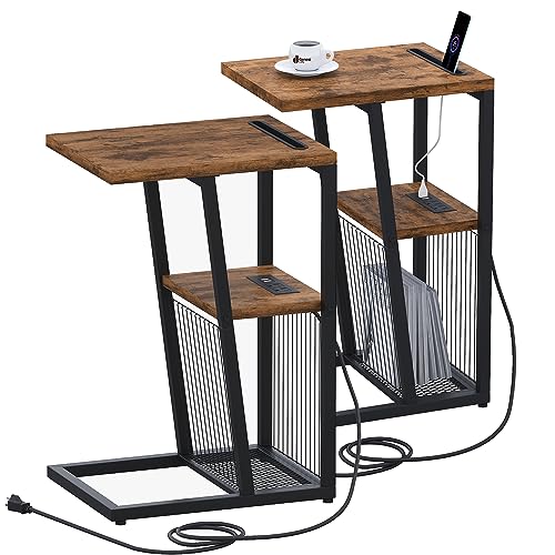 Heybly Set of 2 C-Shaped Charging Side Tables