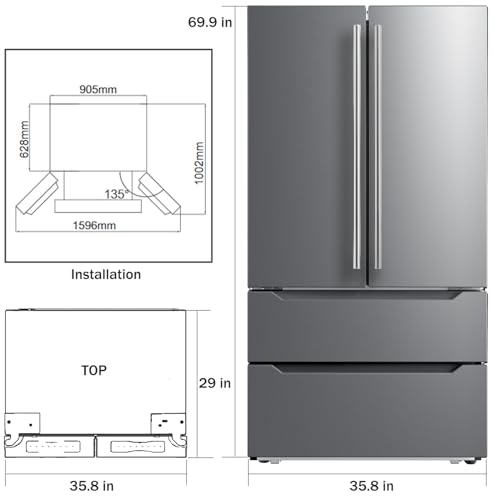 Smad French Door Refrigerator with Ice Maker, Counterdepth