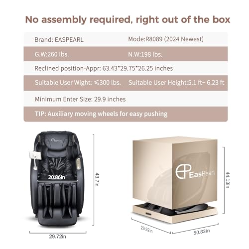 EASPEARL APP Control 4D Massage Chair Recliner (Black)