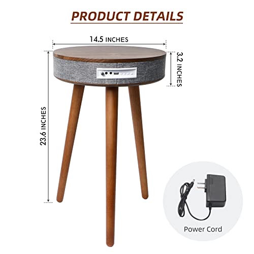 Smart End Table with Bluetooth Speaker, Wireless Charger
