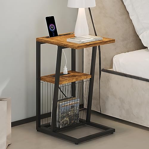 Heybly Set of 2 C-Shaped Charging Side Tables