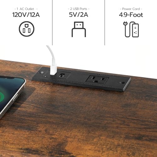 3-Tier Storage Side Table with USB Outlets, Nightstand