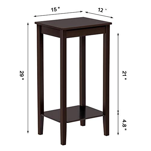 Topeakmart 2-Tier Tall End Table with Storage Shelf