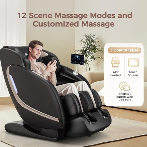 EASPEARL APP Control 4D Massage Chair Recliner (Black)