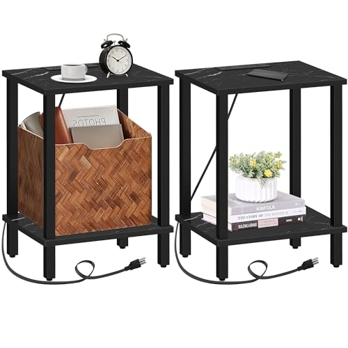 TUTOTAK End Table with USB Ports and Outlets