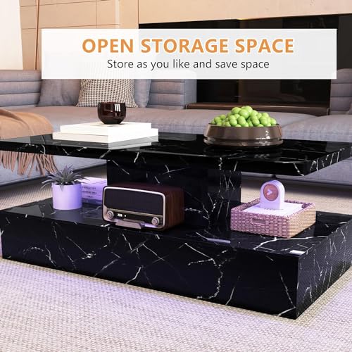 Black Gloss Coffee Table with Smart LED Lights