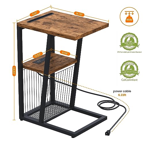 Heybly Set of 2 C-Shaped Charging Side Tables