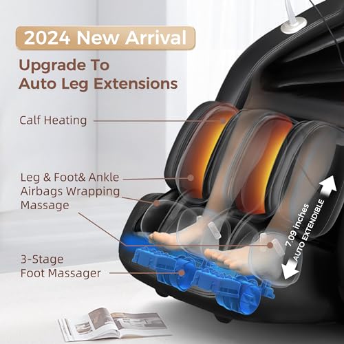 EASPEARL APP Control 4D Massage Chair Recliner (Black)