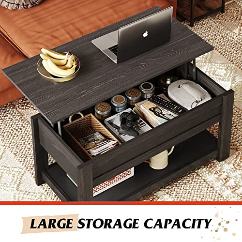 Coffee Table with Hidden Compartment, Storage Shelf 39