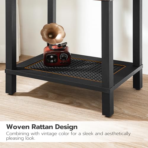 3-Tier Storage Side Table with USB Outlets, Nightstand