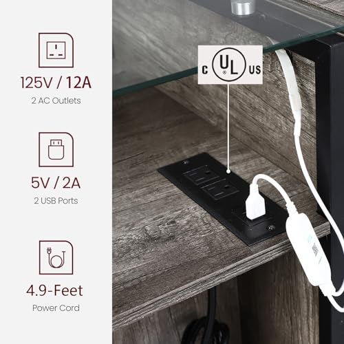 LED Lift Top Coffee Table with Hidden Compartment & Power Outlet
