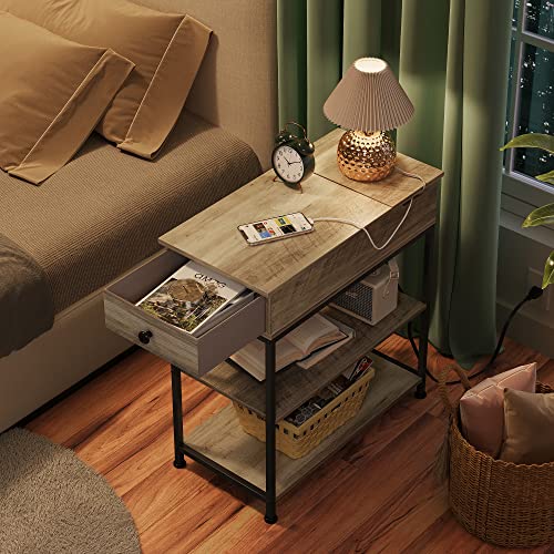 Smart Side Table with USB Ports and Outlets