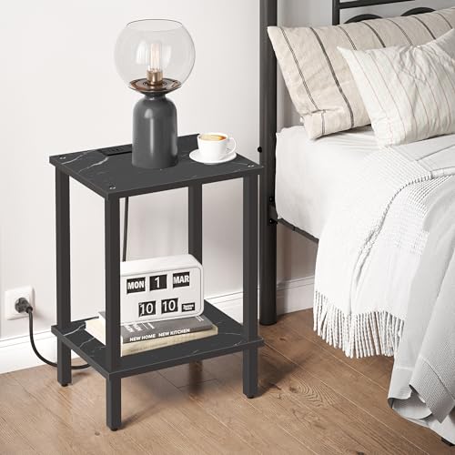 TUTOTAK End Table with USB Ports and Outlets