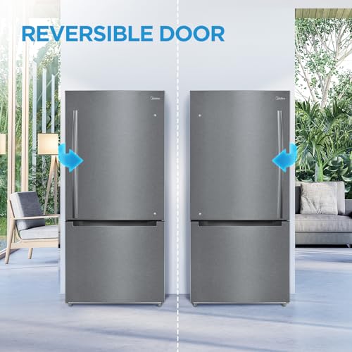 Midea Stainless Steel Bottom Mount Refrigerator, 18.7 Cu.Ft