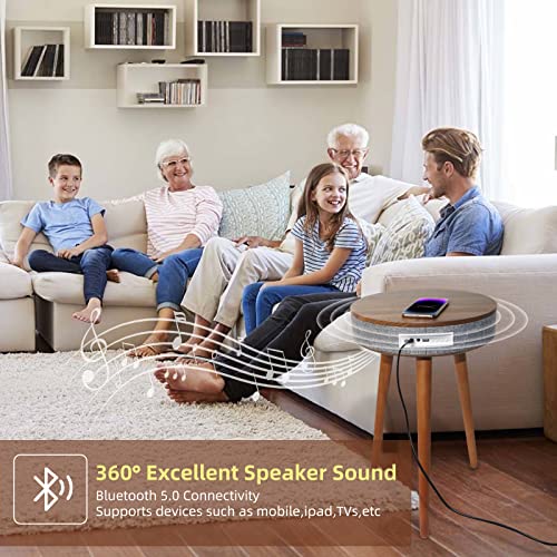 Smart End Table with Bluetooth Speaker, Wireless Charger