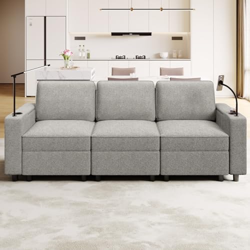 Modular Sofa with Storage, Armrest, Cup Holder & More