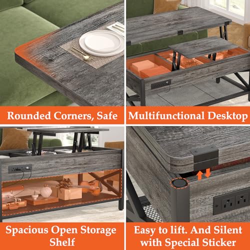 Multi-Function Coffee Table with LED Light and Power Outlet