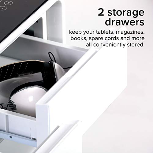 Sobro Coffee Table with Fridge, Speakers, Outlets - White