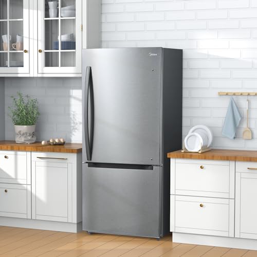 Midea Stainless Steel Bottom Mount Refrigerator, 18.7 Cu.Ft