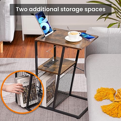 Heybly Set of 2 C-Shaped Charging Side Tables