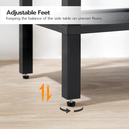 HOOBRO Rustic Side Table with Charging Station, USB Ports