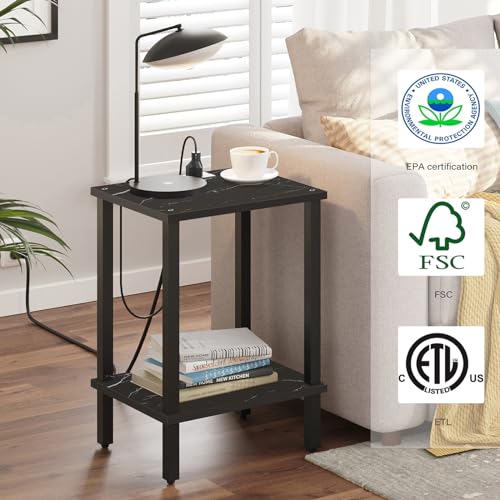 TUTOTAK End Table with USB Ports and Outlets