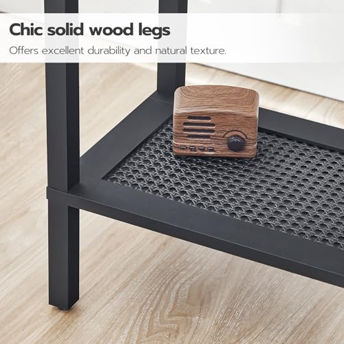 HOOBRO Rustic Side Table with Charging Station, USB Ports