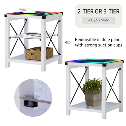 Smart End Table with Charging Station and RGB Lights