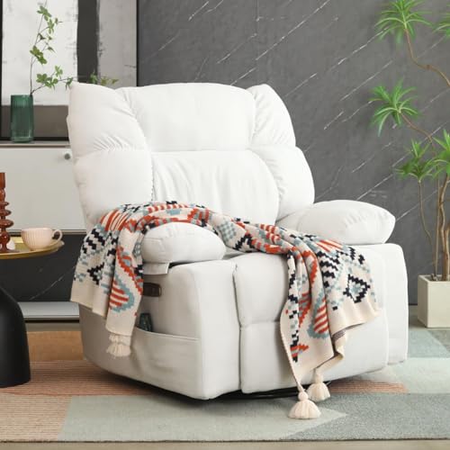 White Power Recliner Chair with Massage and USB Ports