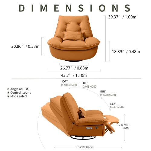 Dozzy Oversized Electric Swivel Recliner with USB Ports