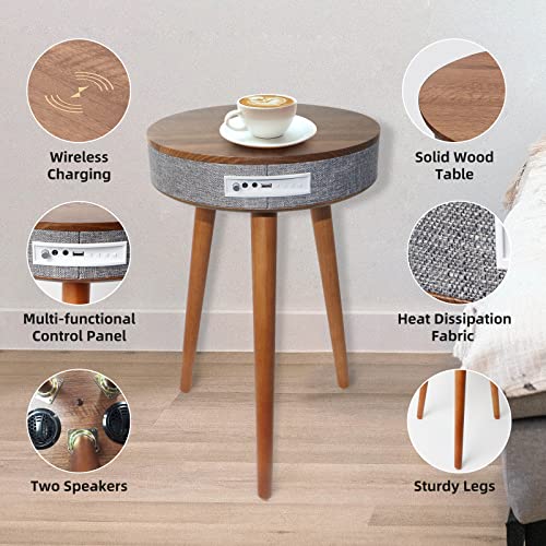 Smart End Table with Bluetooth Speaker, Wireless Charger