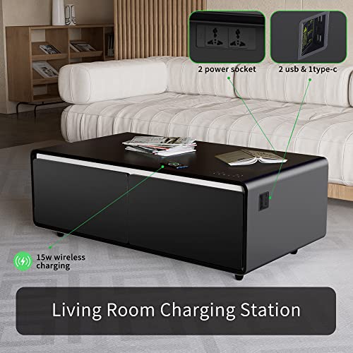 Merax Smart Coffee Table with Built-in Fridge and Speaker