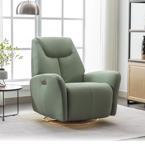 Green Faux Leather Power Recliner with Smart Controls