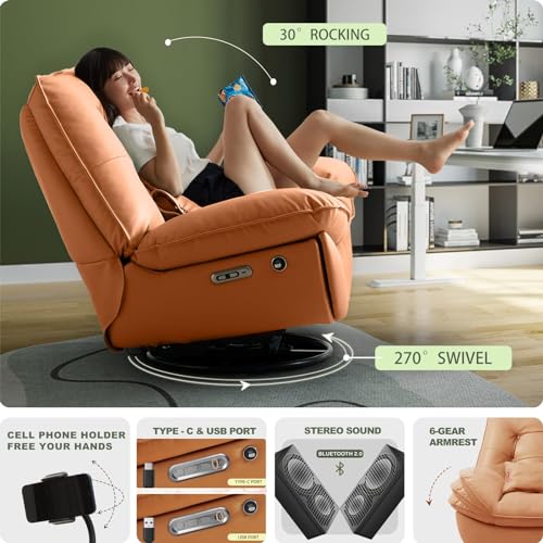 Dozzy Oversized Electric Swivel Recliner with USB Ports