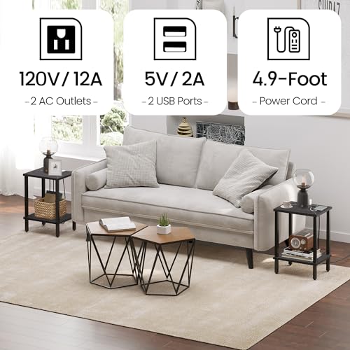 TUTOTAK End Table with USB Ports and Outlets