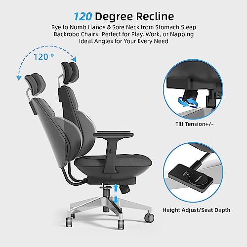 backrobo Smart Ergonomic Office Chair, Massage Lumbar Support, App-Controlled