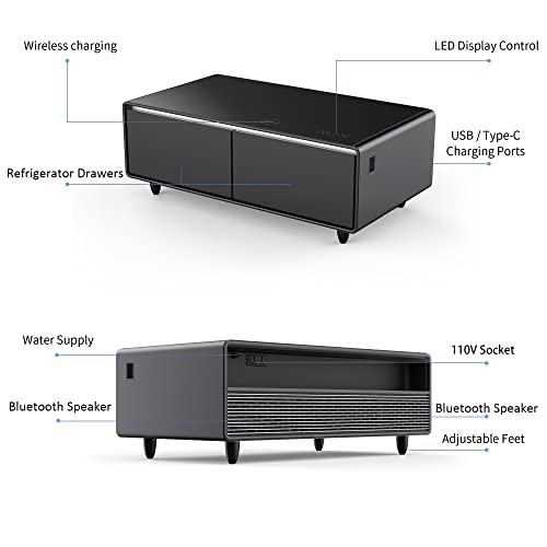Merax Smart Coffee Table with Built-in Fridge and Speaker