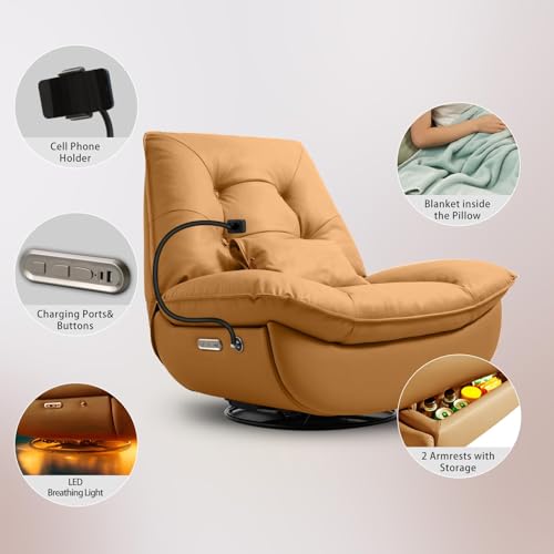 Dozzy Oversized Electric Swivel Recliner with USB Ports