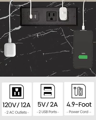 TUTOTAK End Table with USB Ports and Outlets